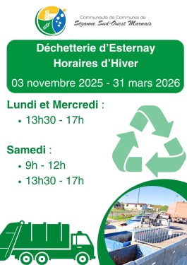 Déchetterie HORAIRES D’HIVER