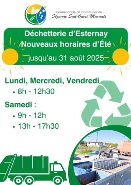 Attention Horaires d’été déchèterie