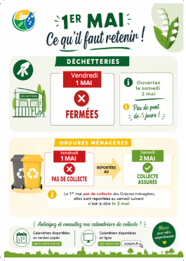 Fermeture déchèterie 01 05 2026