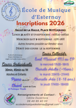 Inscriptions 2026 Ecole de musique