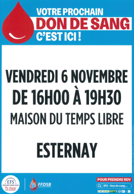 Don du sang – Vendredi 6 novembre 2026