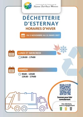 Horaires d&rsquo;hiver déchèterie